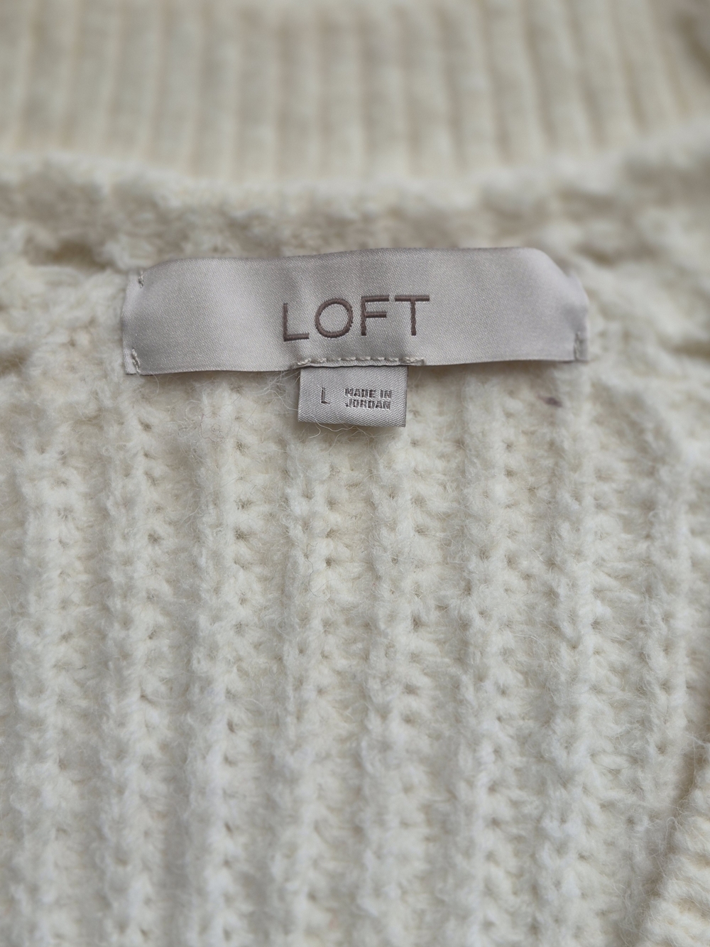 LOFT Cream Ribbed V‑Neck Button Cardigan - Picture 14 of 15